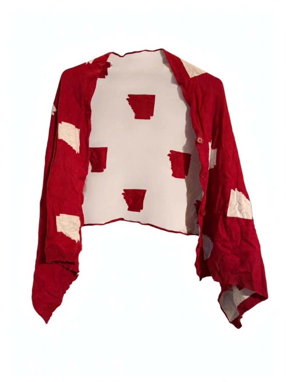 Top It Off Red White Arkansas State Outline Cardigan